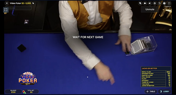Video poker en vivo